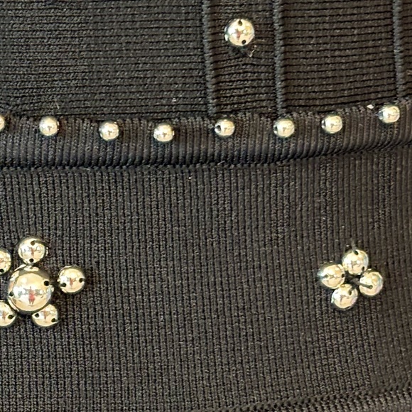 Black Knit Beaded Open Back Dress - Picture 11 of 15